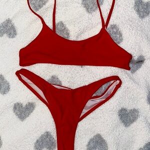 SHEIN Red Classic Bikini Swimwear